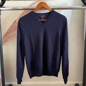 Banana Republic Navy Merino Extra Fine Wool V-Neck Sweater